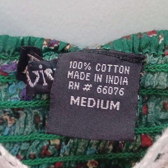 Womens Boho Midi Dress Medium Green Paisley Hippie Fairycore Festival Peasant - Picture 5 of 9